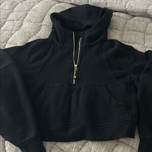 Lululemon Athletica Black Cropped Hoodie with Gold Accents